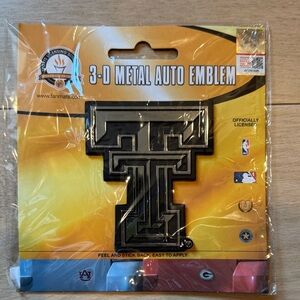 3-D Metal Auto Emblem with Black Design Texas Tech University